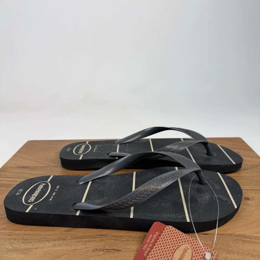 New Mens Havaianas‎ Black Beach Flip Flop Thong Sandals Shoes Size 13